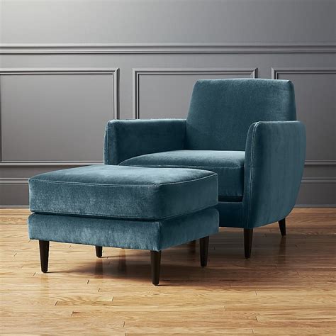 oversized velvet chair with ottoman.